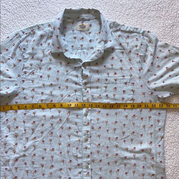 Marine Layer Sky Blue Palm Print Button Down Shirt - Picture 2 of 8